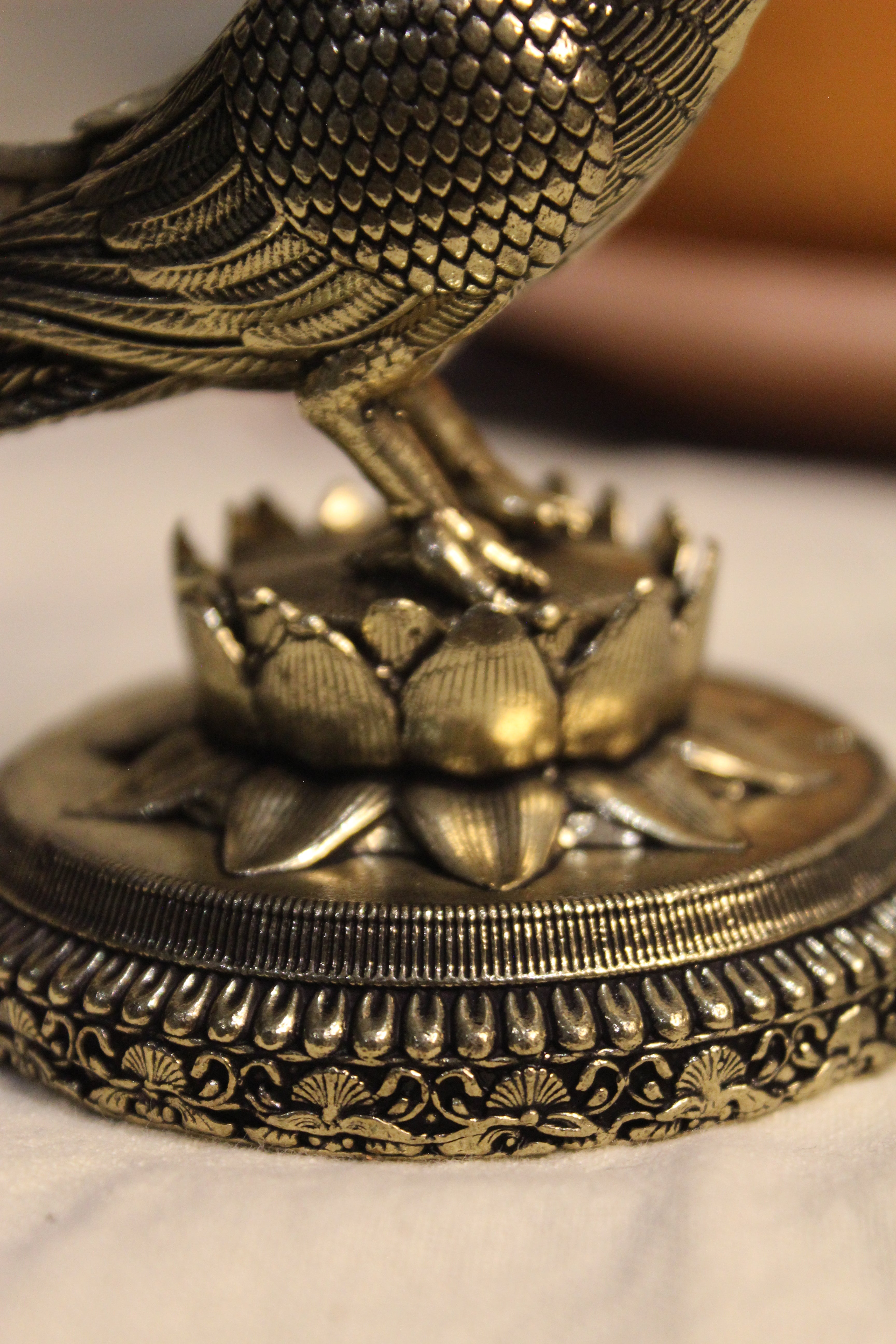 Exquisitely Carved Brass Parrot Figurine - 3 Inch