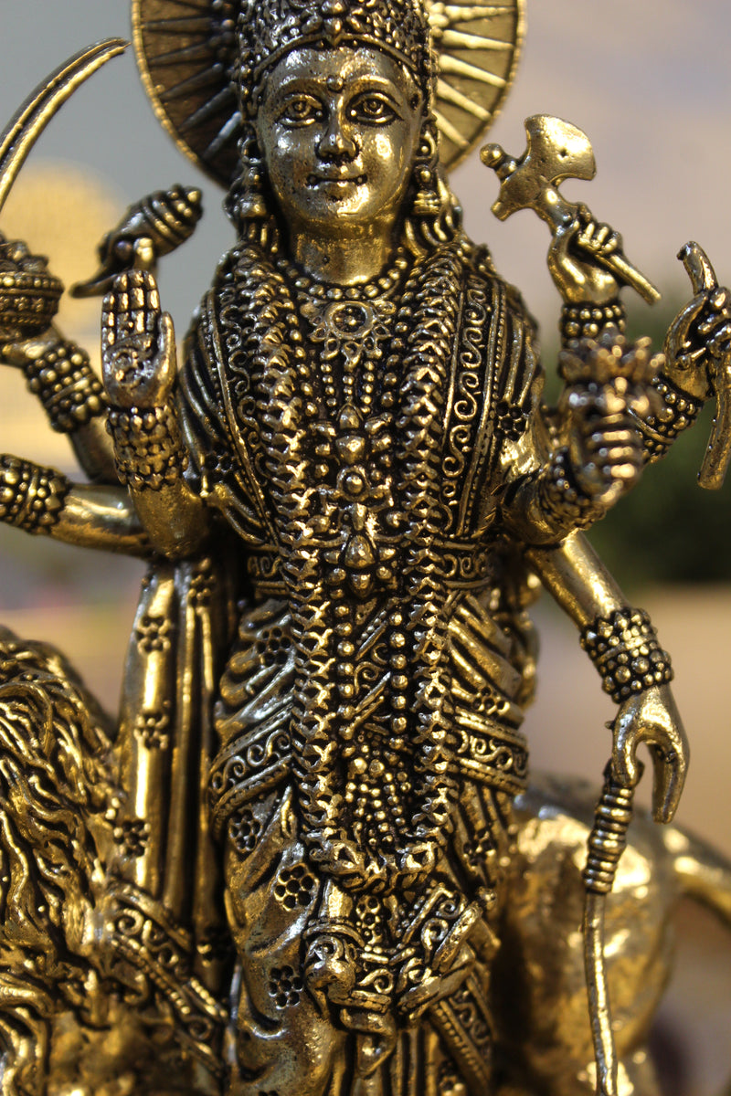 Brass Mahishasur Mardini Durga Mata Statue 6.25 inch