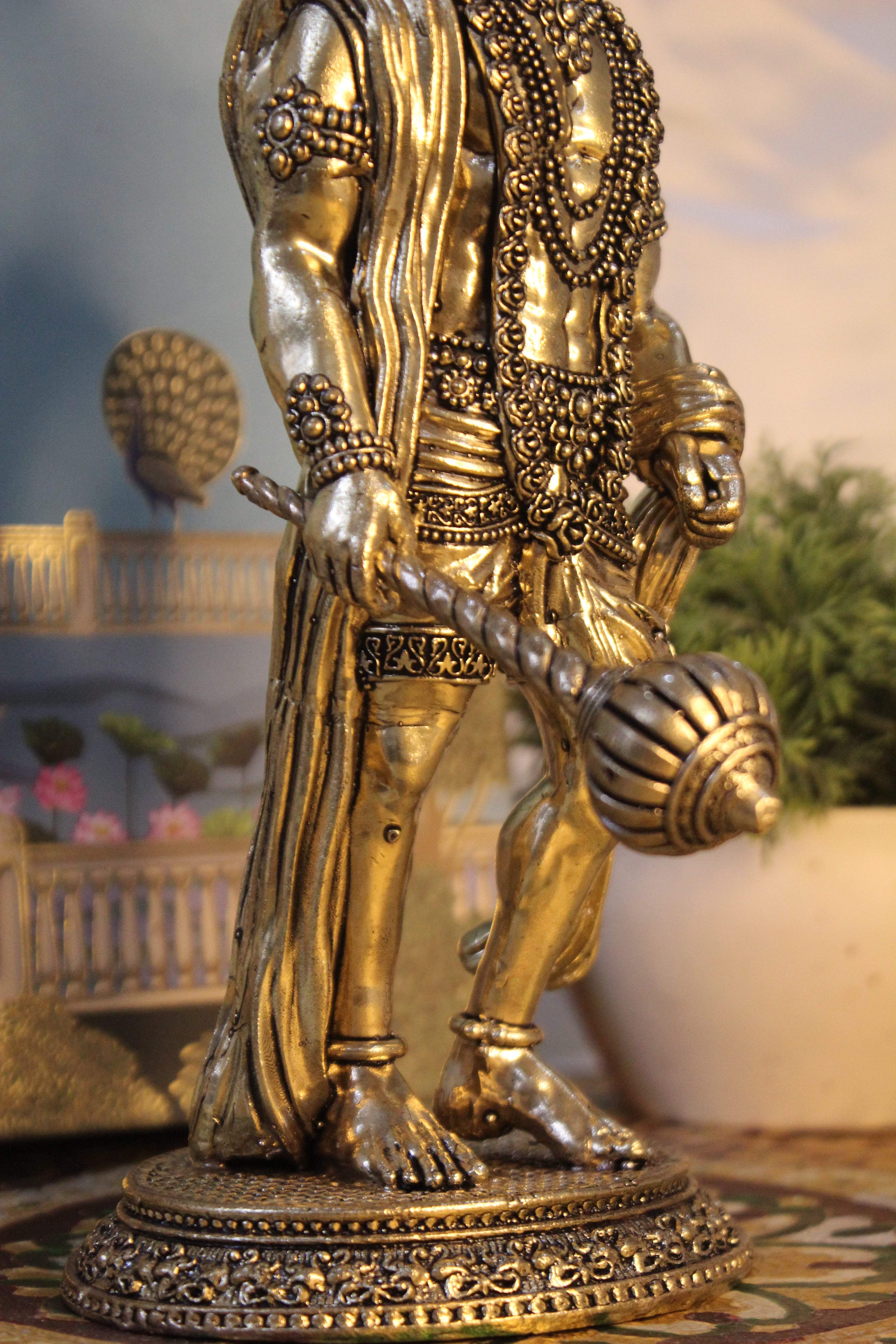 Brass Hanuman Idol with Gada | Standing Veer Hanuman Murti – 10 Inch
