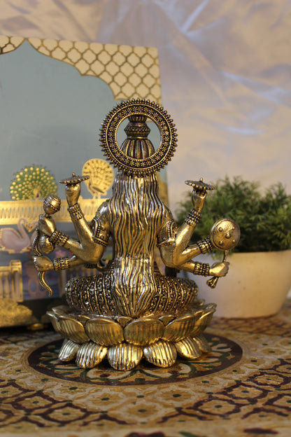 Brass Eight-Armed Lakshmi Devi Statue (6.75 Inch)