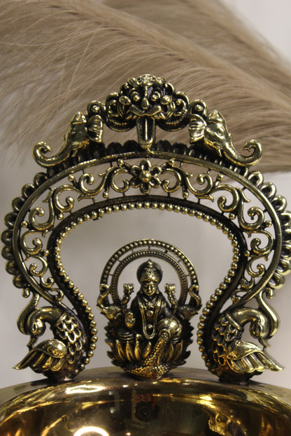 Brass Gaj Laxmi Diya Temple Oil Lamp | Rigvedaa™