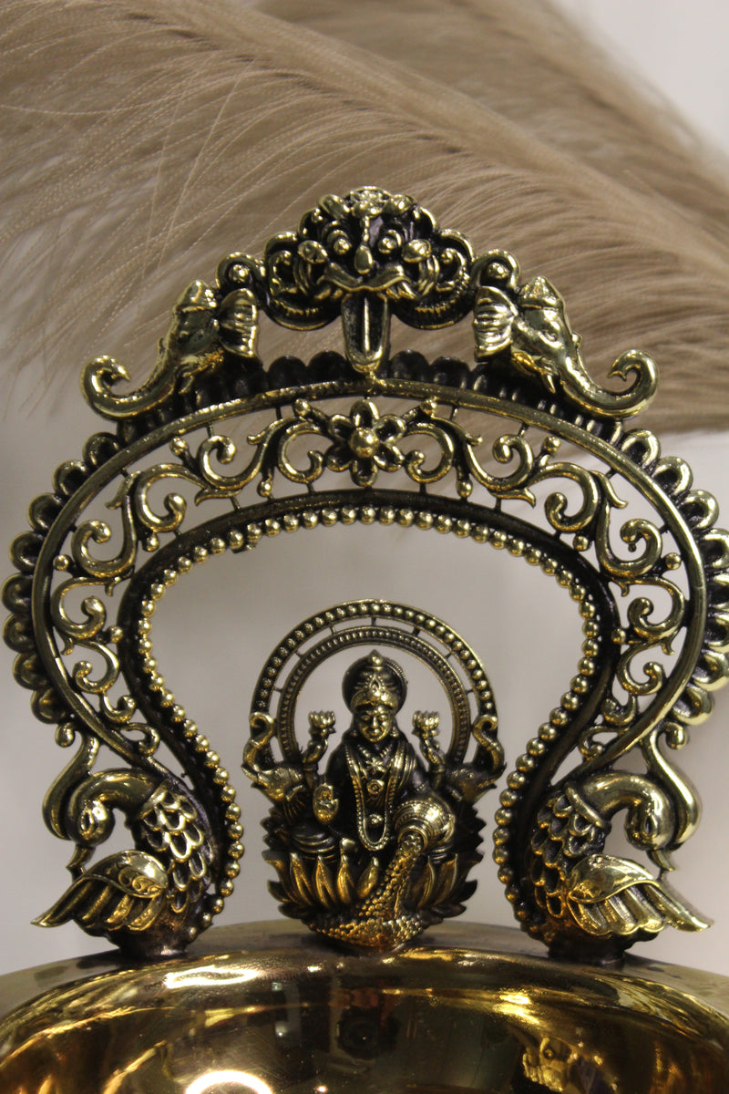 Brass Gaj Laxmi Diya Temple Oil Lamp | Rigvedaa™