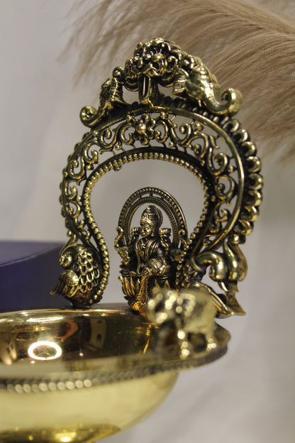 Brass Gaj Laxmi Diya Temple Oil Lamp | Rigvedaa™