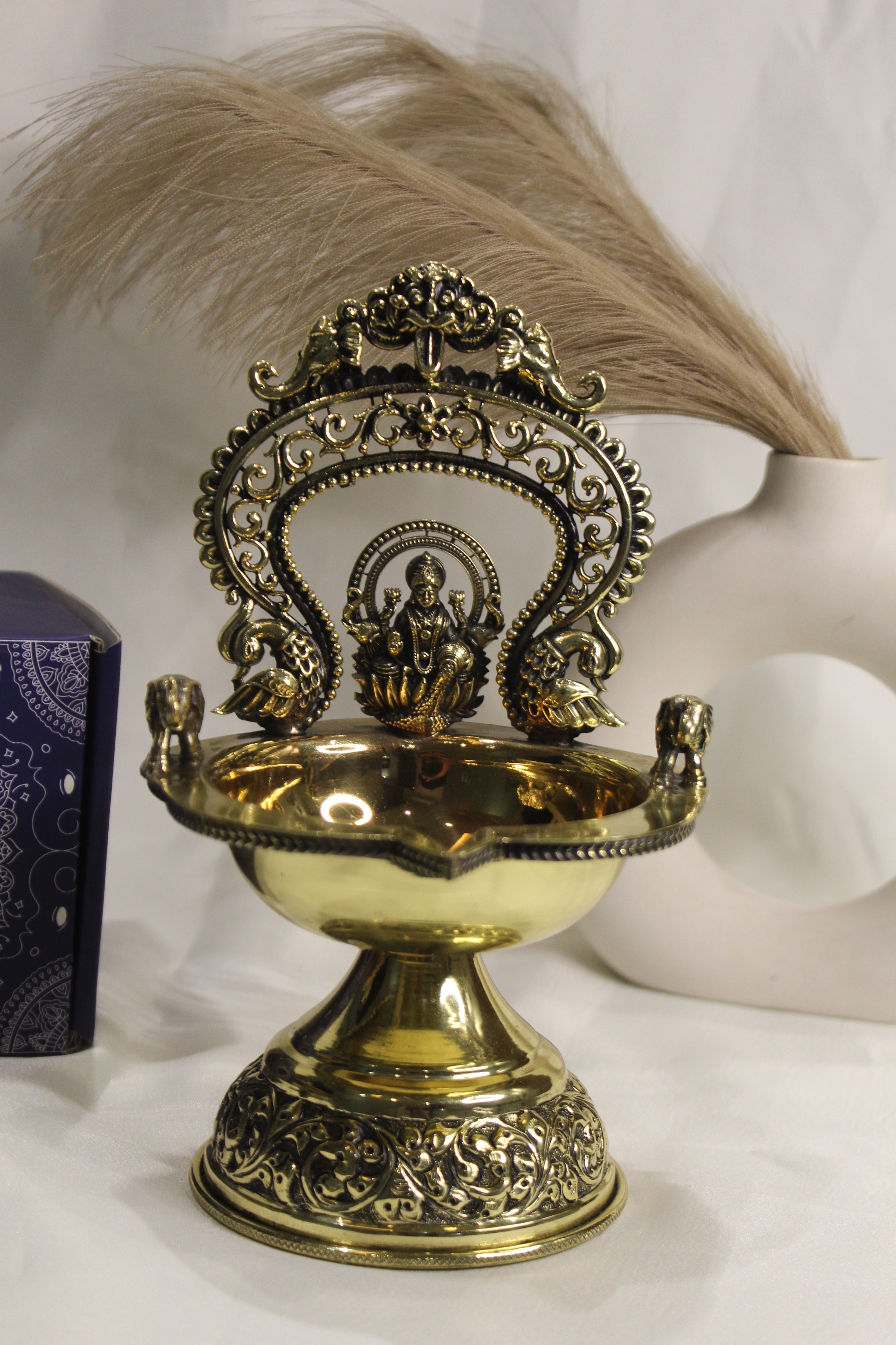 Handcrafted Brass Gaj Laxmi Diya | Temple-Style Traditional Oil Lamp