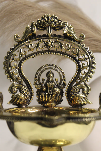 Brass Gaj Laxmi Diya Temple Oil Lamp | Rigvedaa™