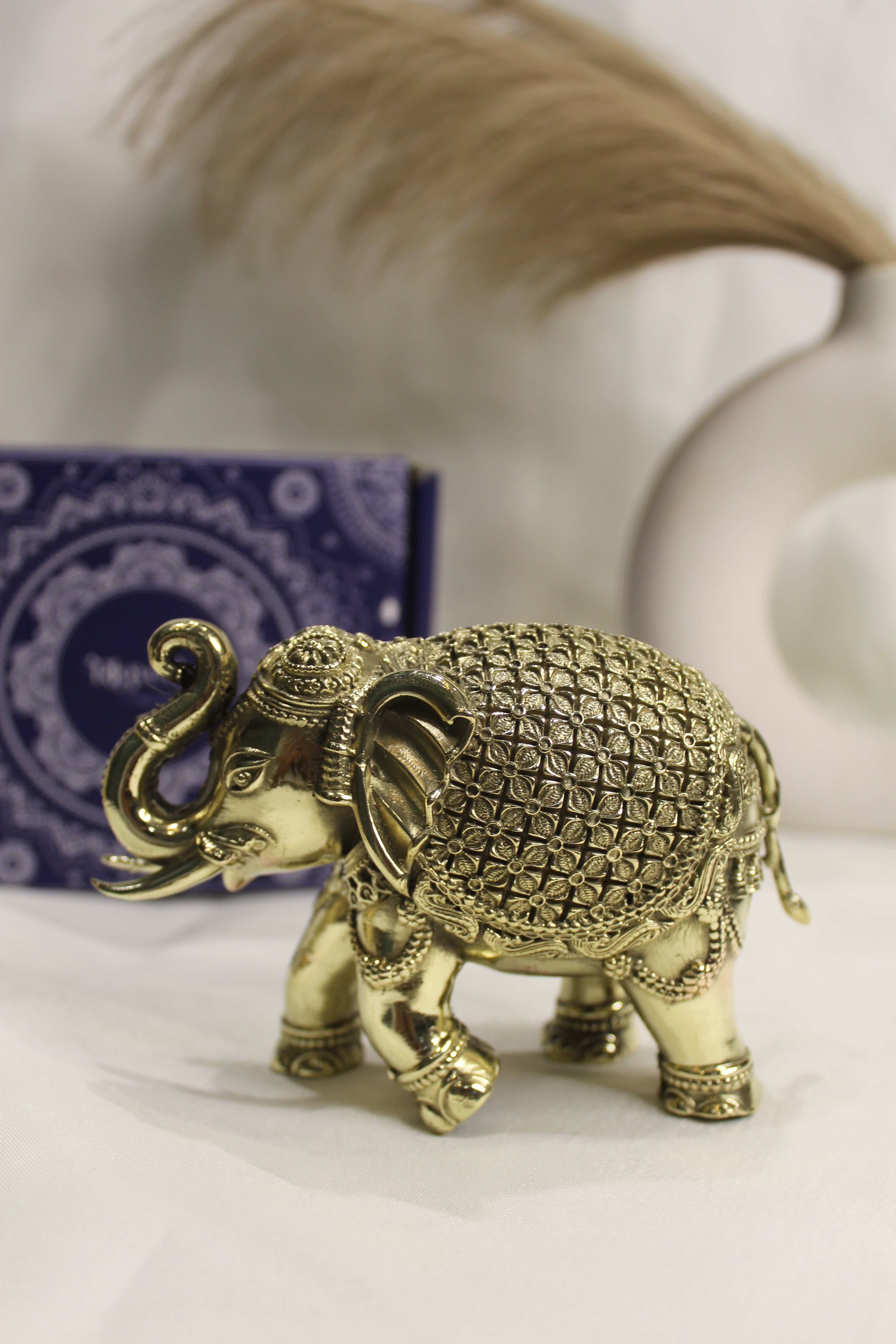 Handcrafted Brass Elephant | Vastu & Feng Shui Home Décor Showpiece - Pair (Set of 2 )