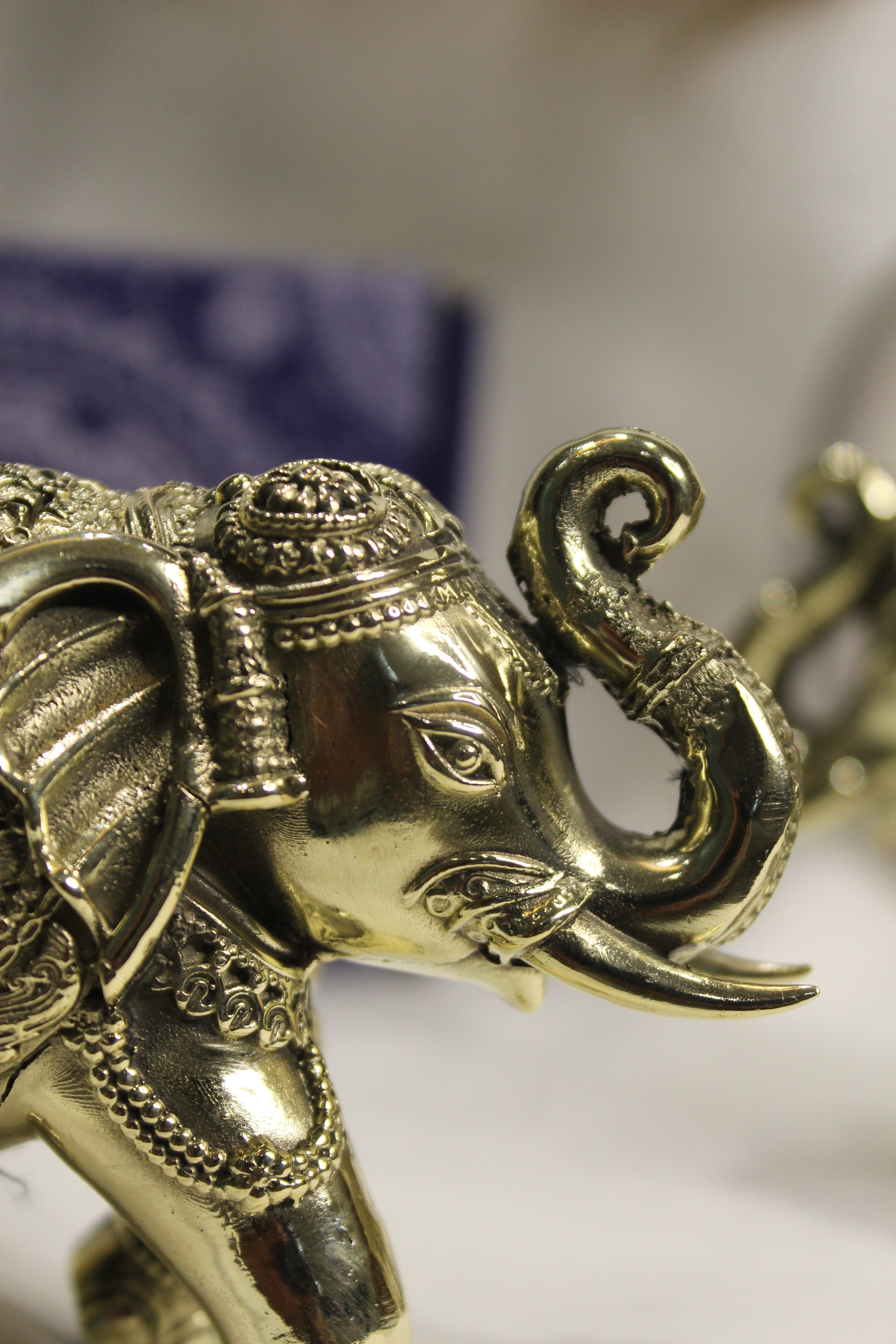 Handcrafted Brass Elephant | Vastu & Feng Shui Home Décor Showpiece - Pair (Set of 2 )