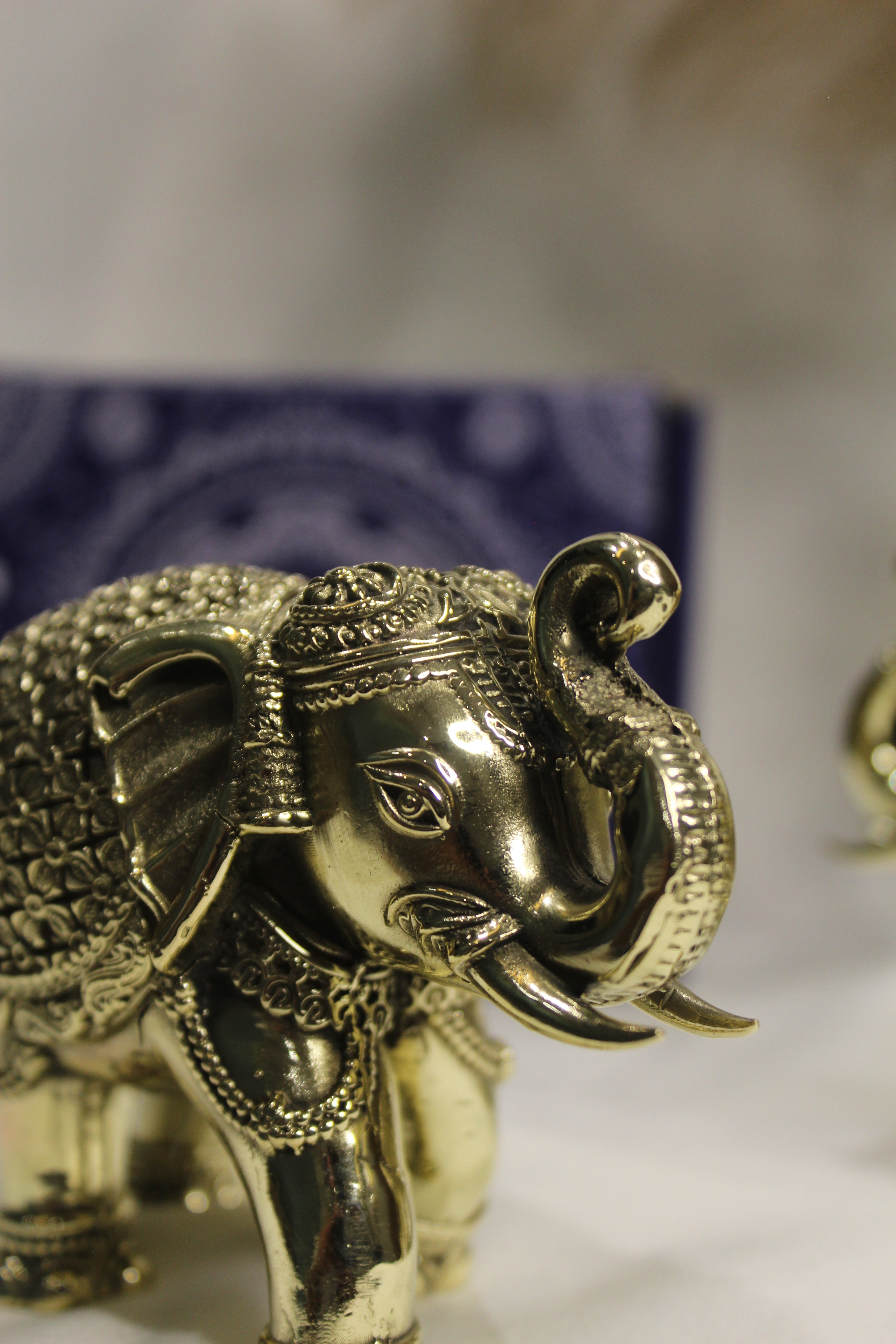 Handcrafted Brass Elephant | Vastu & Feng Shui Home Décor Showpiece - Pair (Set of 2 )