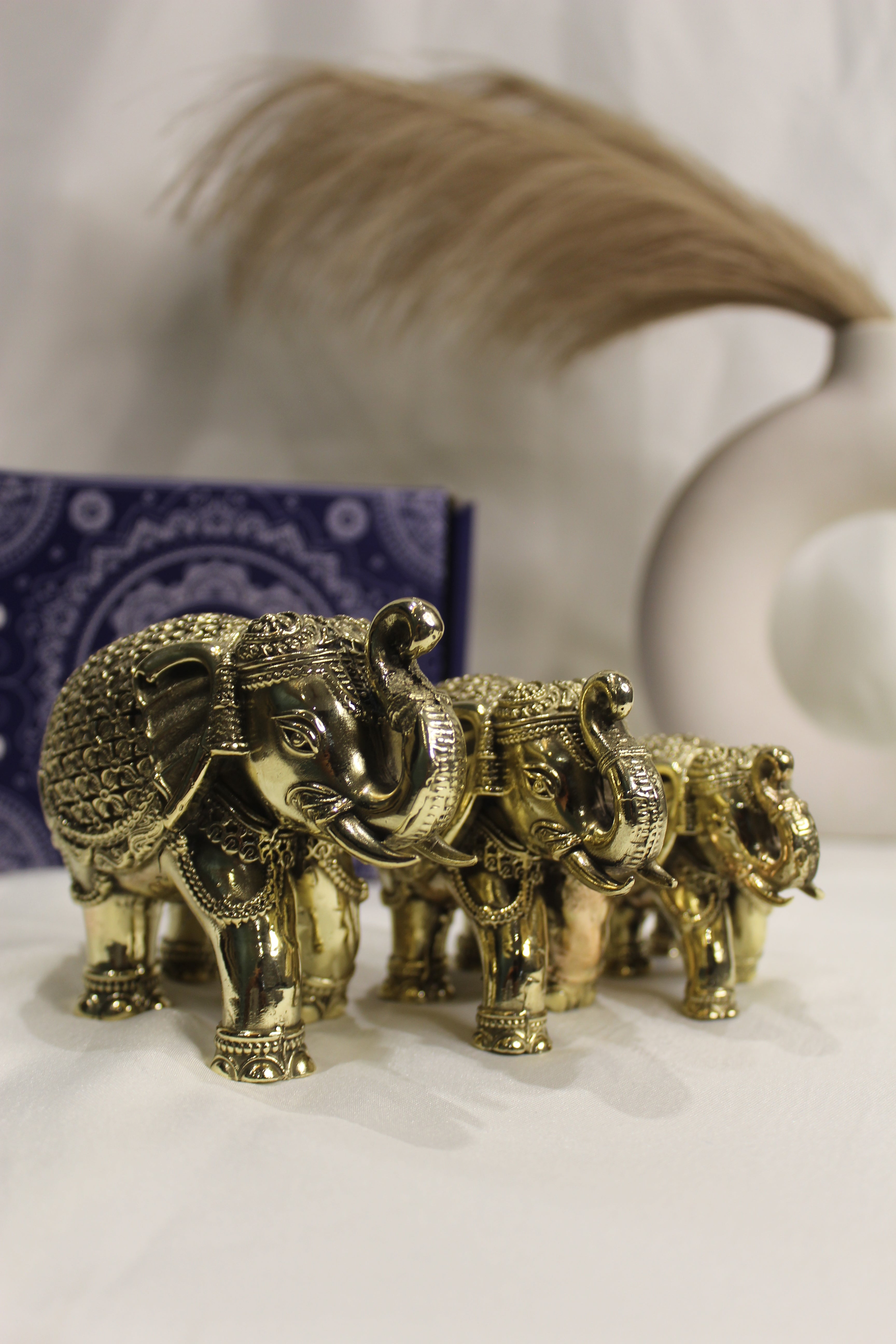 Handcrafted Brass Elephant | Vastu & Feng Shui Home Décor Showpiece - Pair (Set of 2 )