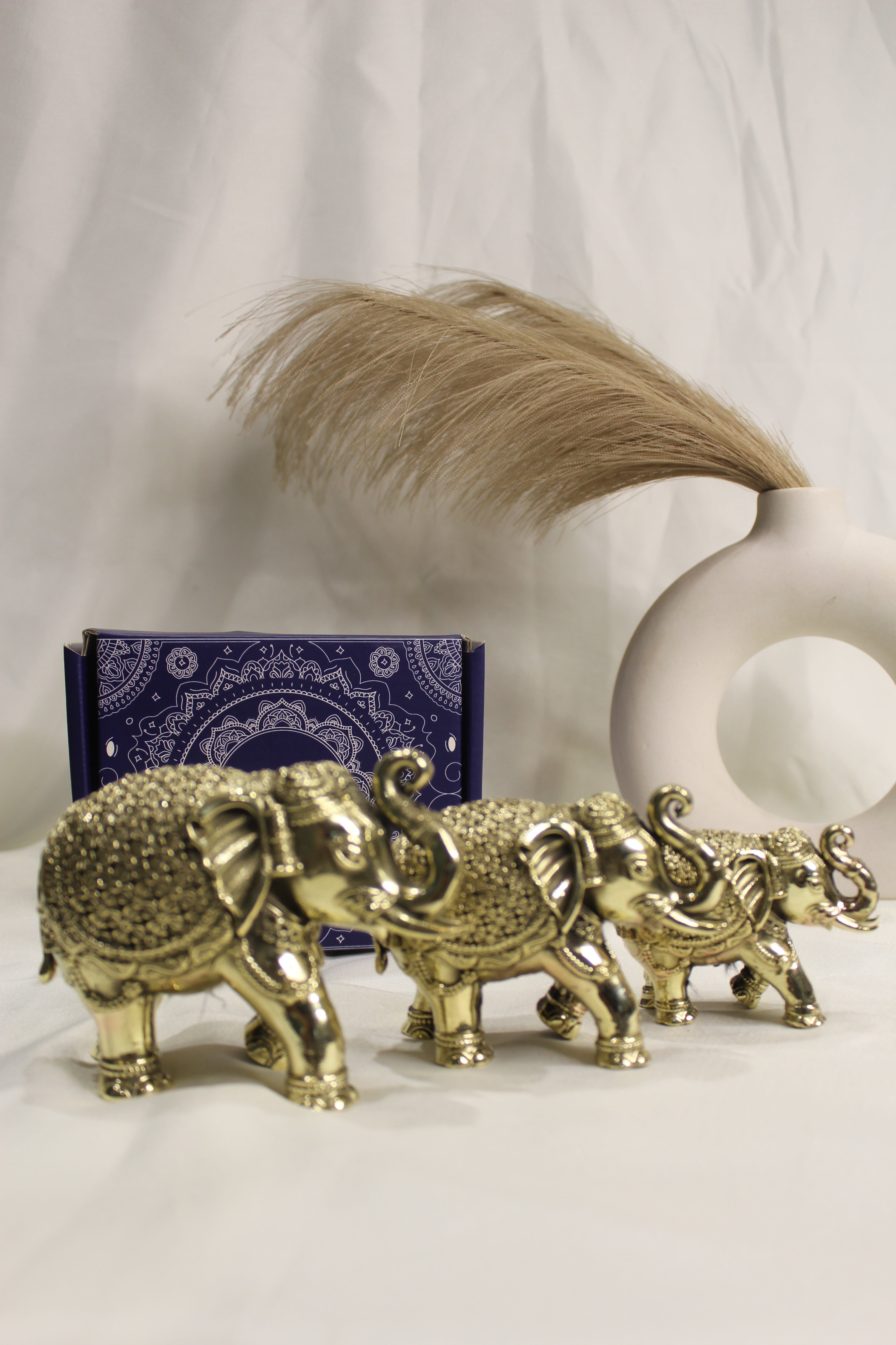 Handcrafted Brass Elephant | Vastu & Feng Shui Home Décor Showpiece - Pair (Set of 2 )