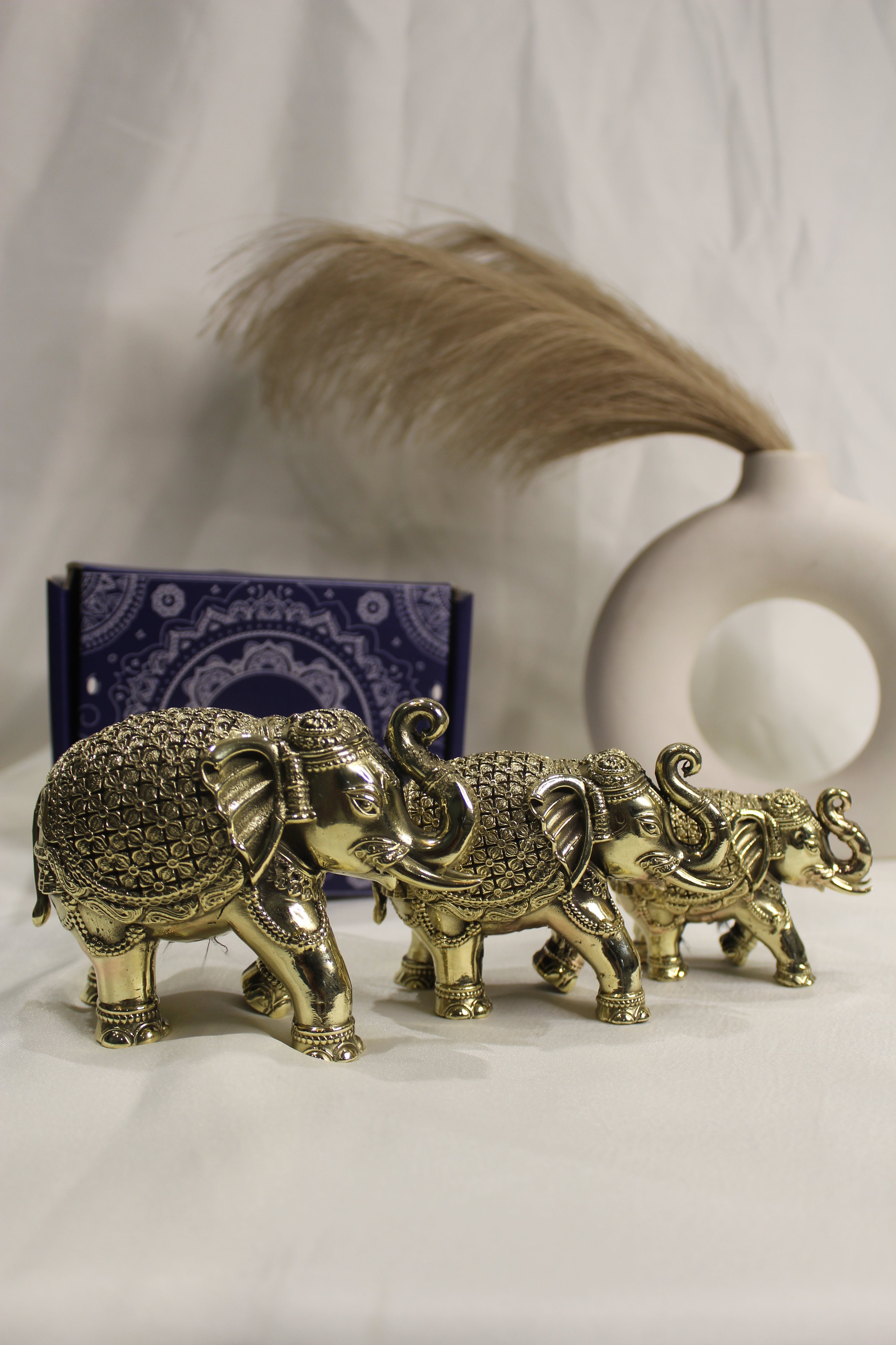 Handcrafted Brass Elephant | Vastu & Feng Shui Home Décor Showpiece - Pair (Set of 2 )