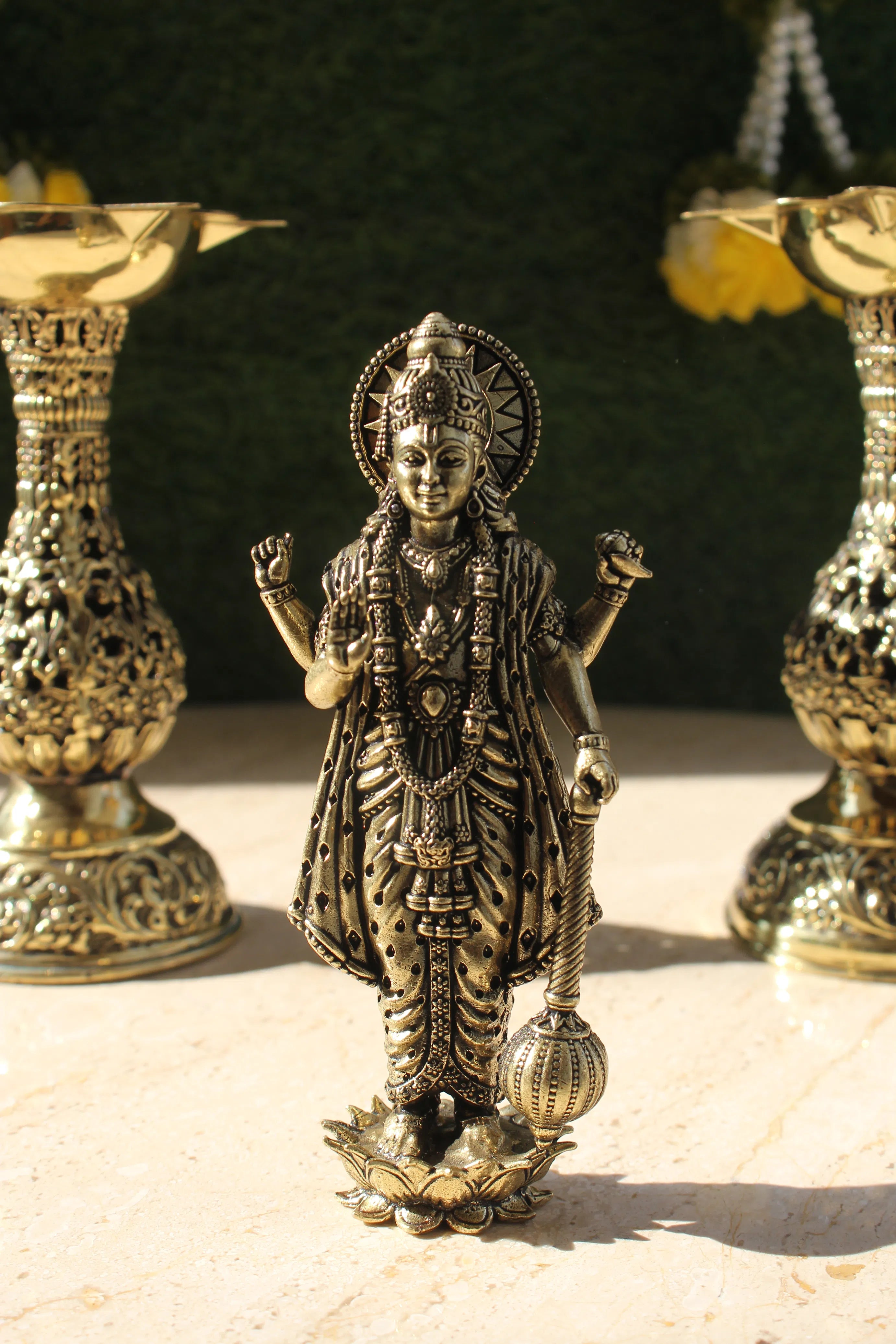 Lord Vishnu Standing Brass Idol 5" | Hindu God Statue for Puja & Temple Decor