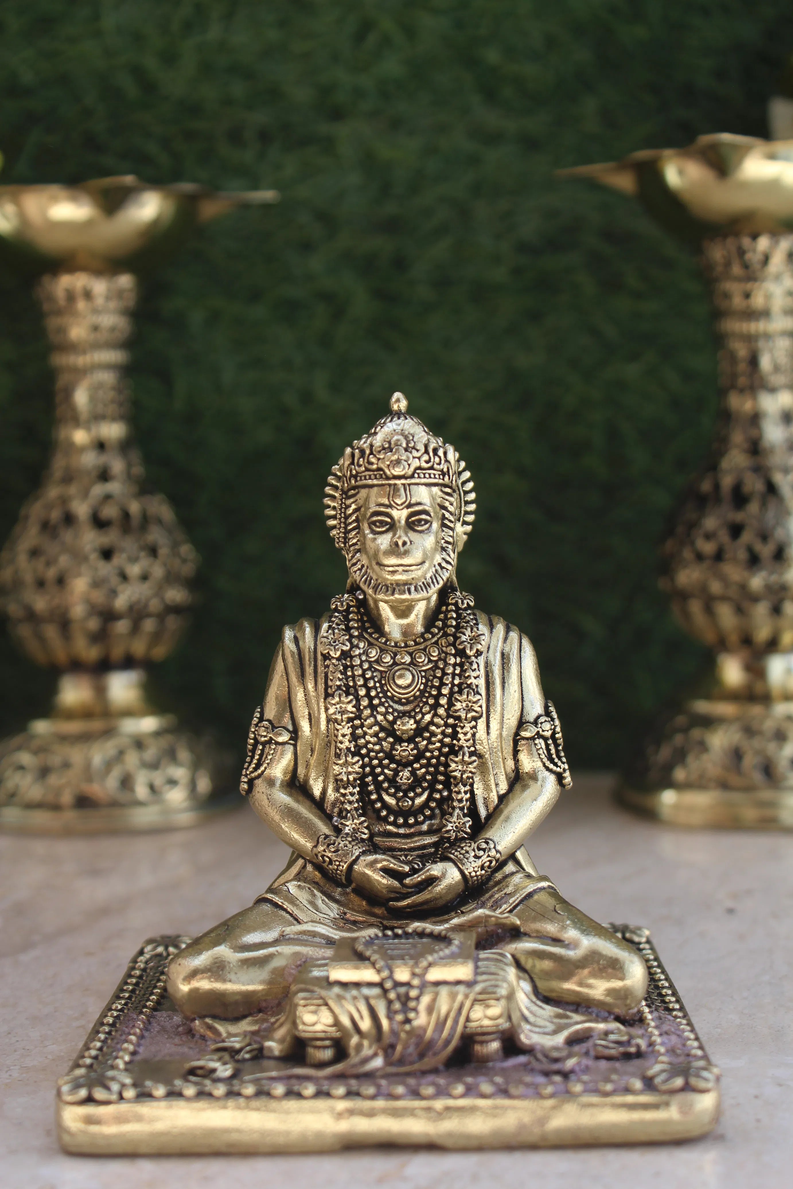Lord Hanuman Meditating Brass Idol | Ram Sadhna Hanuman Statue for Puja & Temple