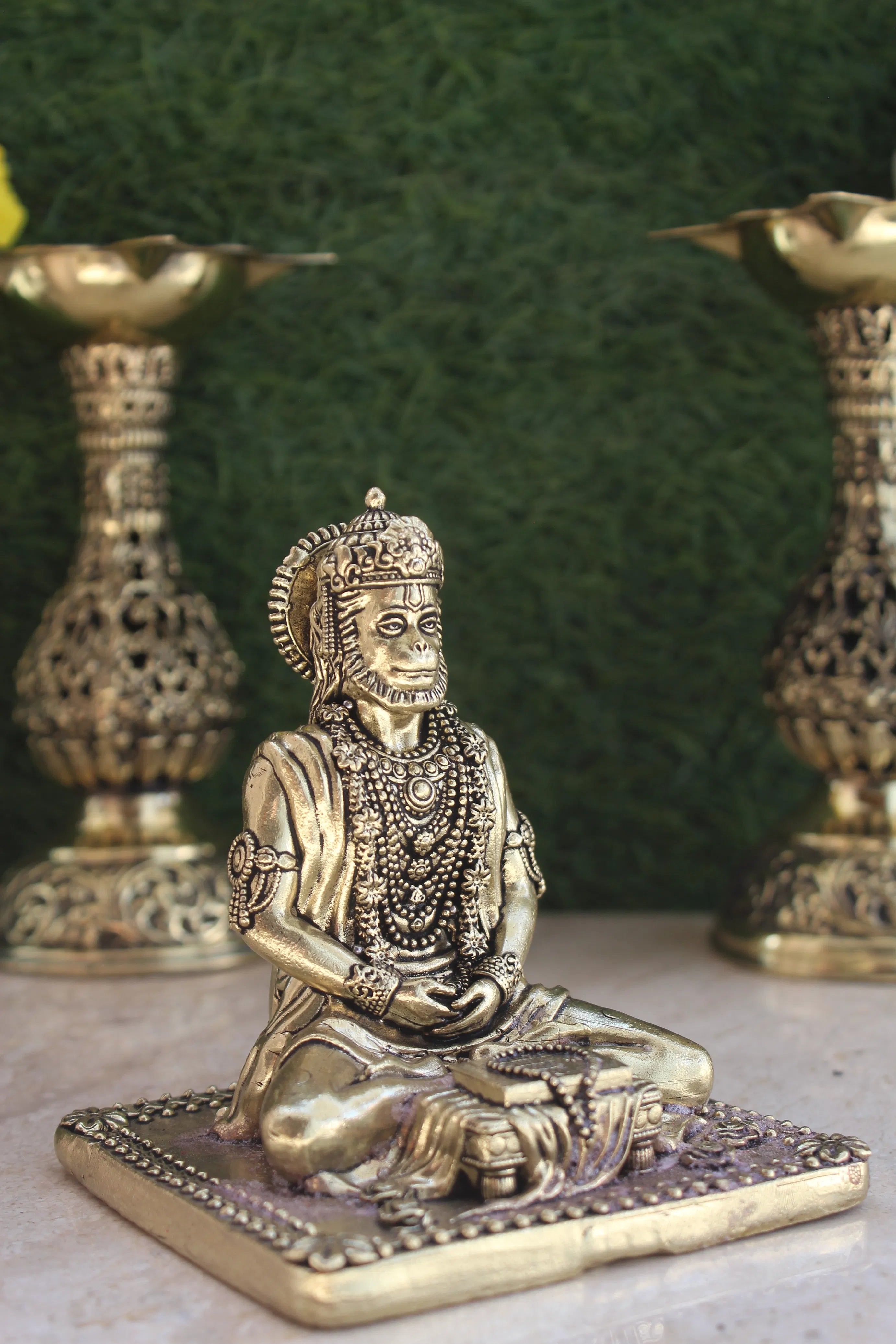 Lord Hanuman Meditating Brass Idol | Ram Sadhna Hanuman Statue for Puja & Temple