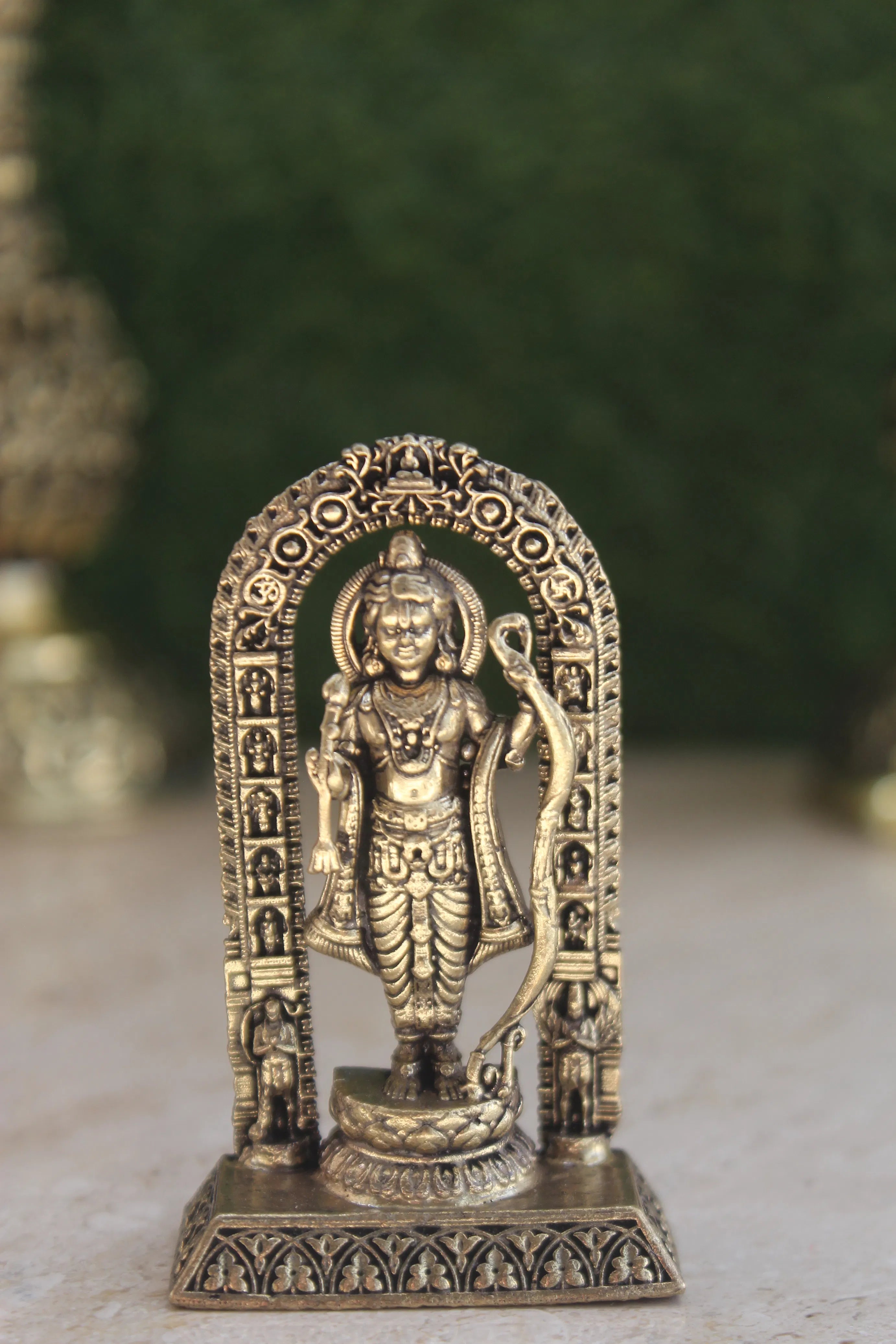 Ram Lalla Ayodhya Temple Brass Idol | Decorated Bal Ram Murti for Home Worship