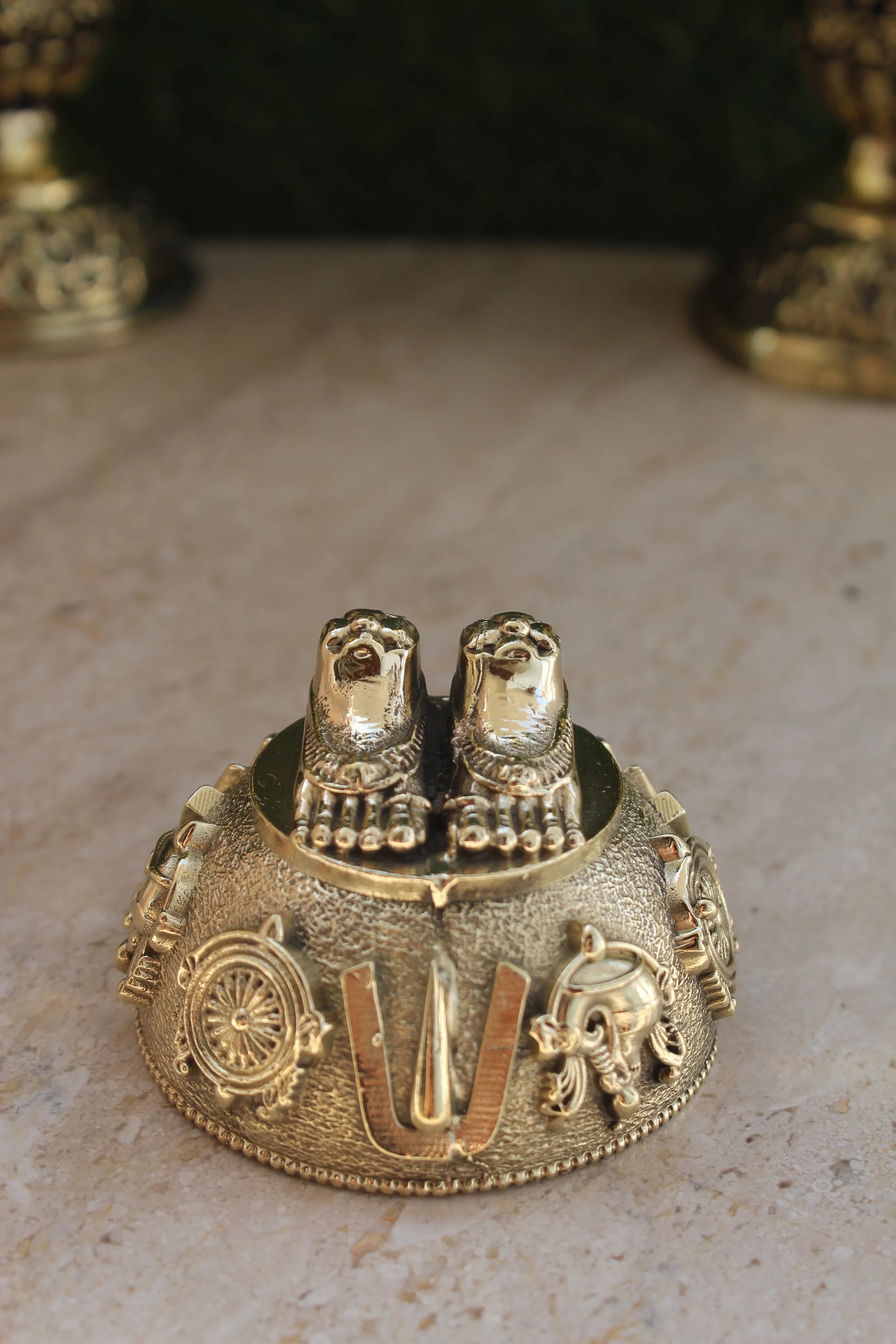 Tirupati Balaji Charan Paduka Brass | Lord Venkateswara ( Vishnu ) Feet for Puja & Home Temple