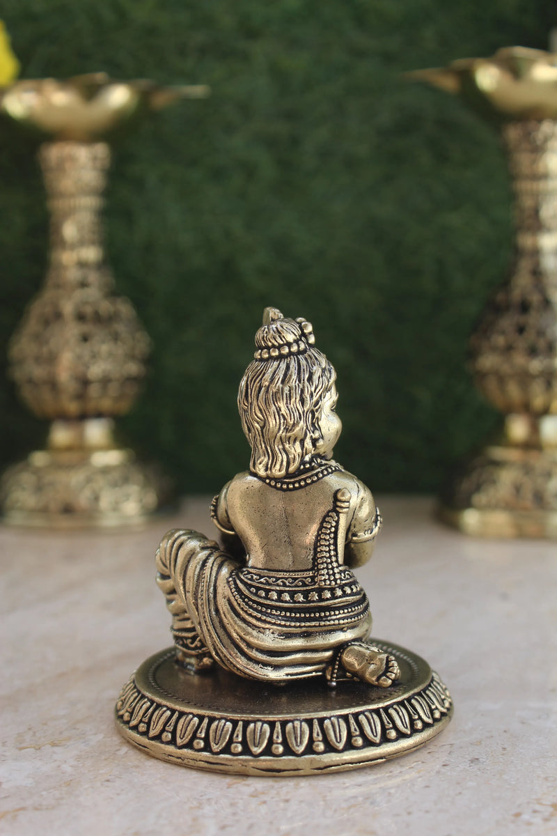 Brass Laddu Gopal Stealing Makkhan Idol (3.5")