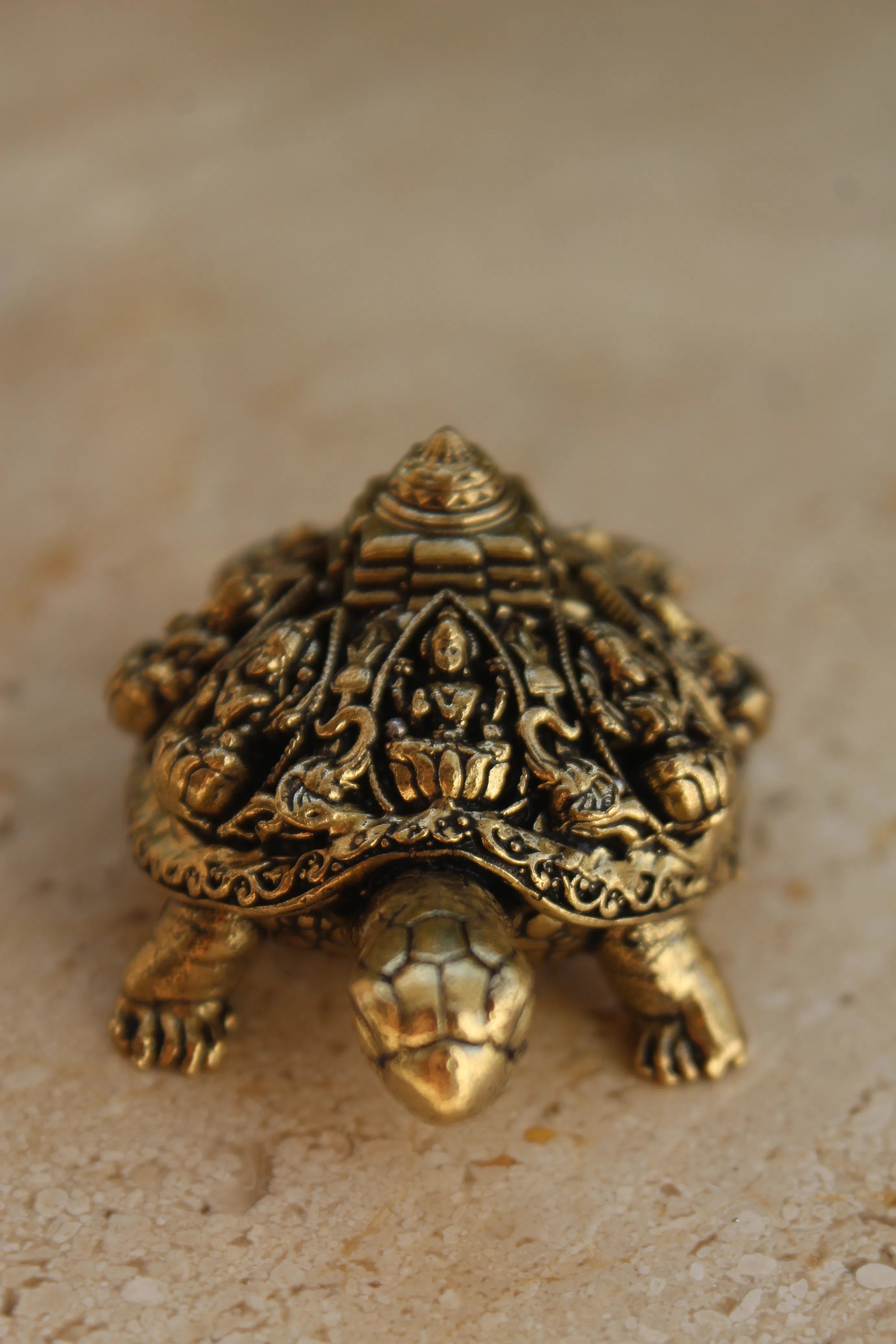 Ashta Lakshmi Brass Tortoise with Shree Yantra | Vastu Feng Shui Turtle for Prosperity