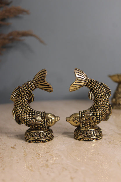 Brass Fish Pair Vastu Decorative Figurine (3.5 Inch)