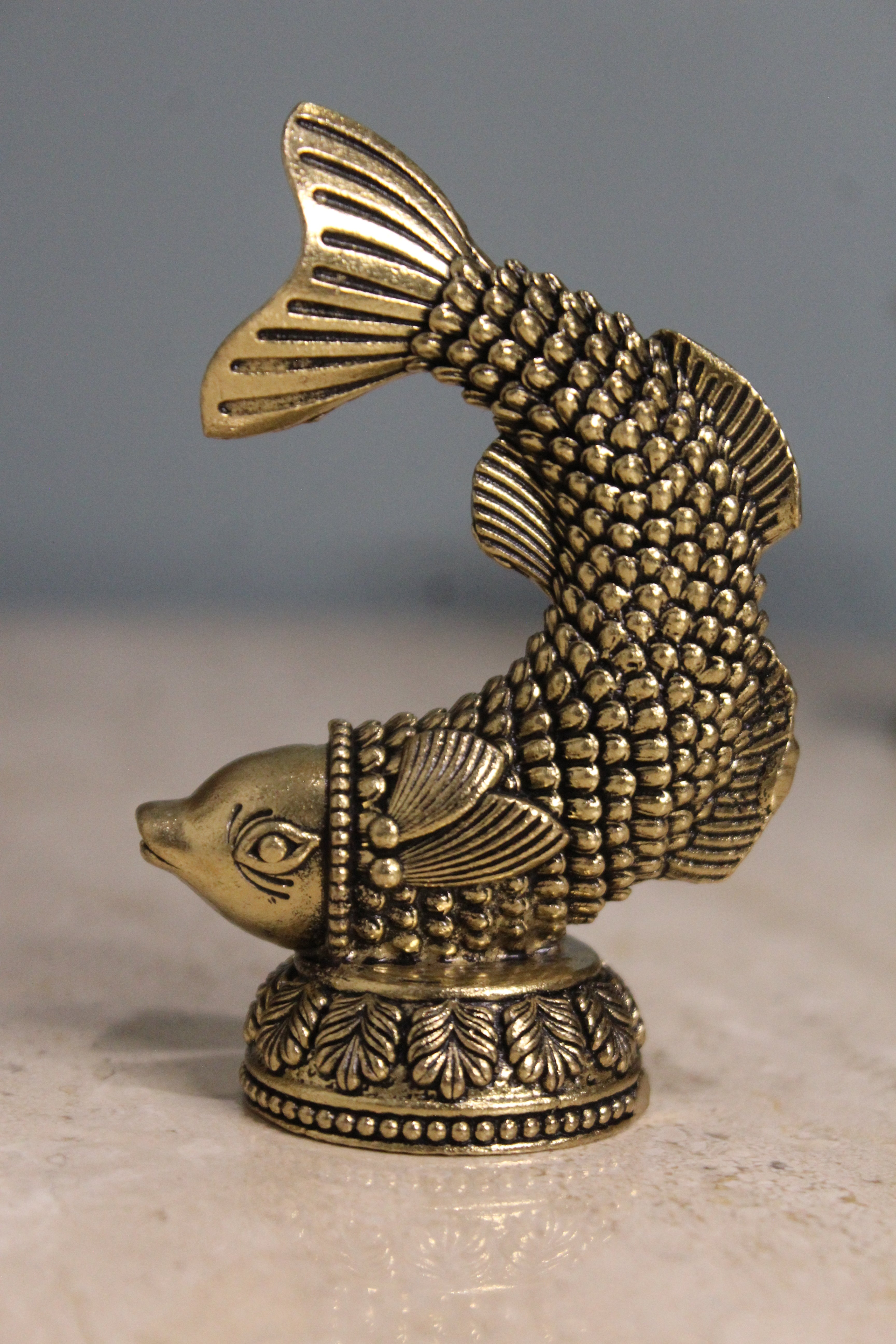 Brass Fish Pair Statue | Vastu Feng Shui Decorative Figurine for Home & Office ( 3.50 inch )