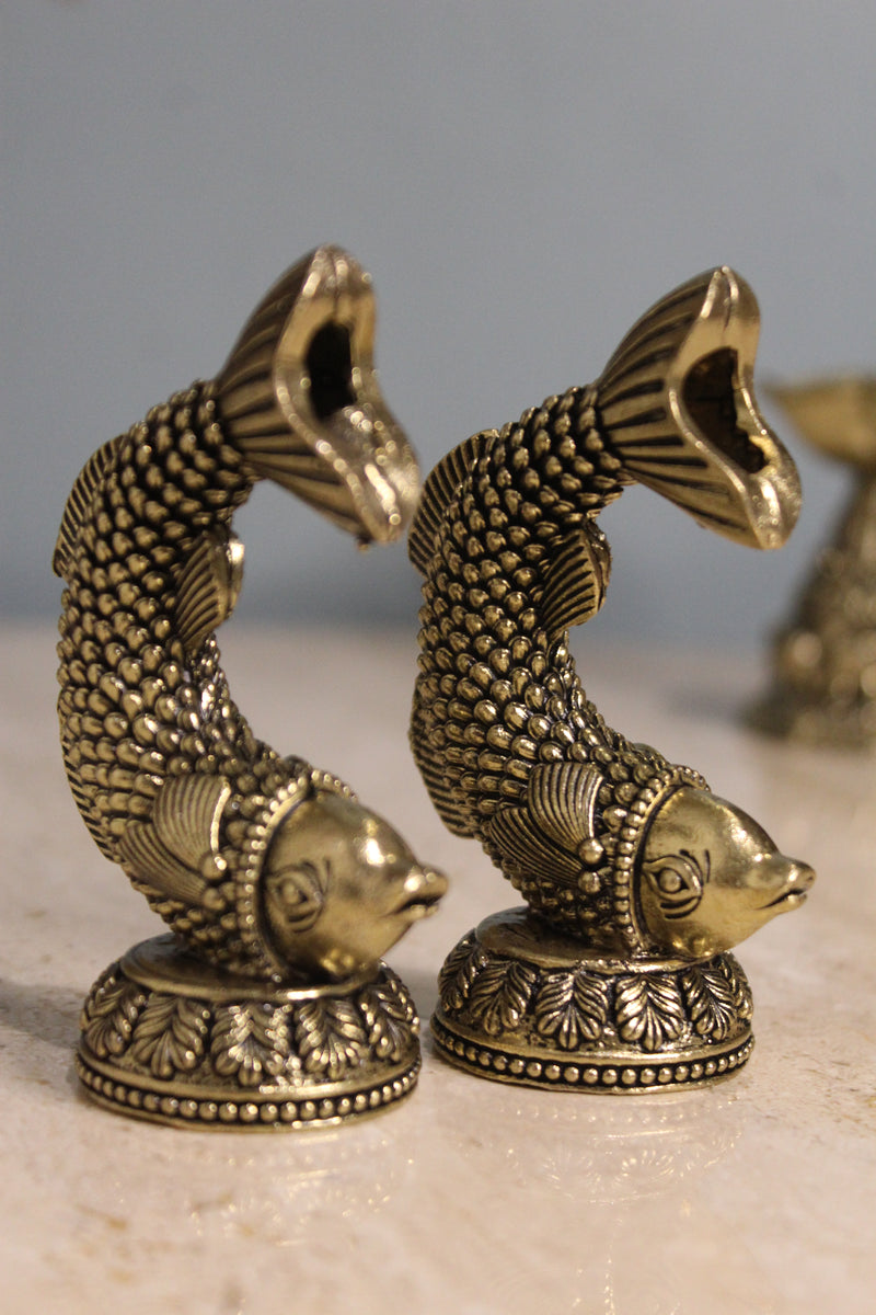 Brass Fish Pair Vastu Decorative Figurine (3.5 Inch)