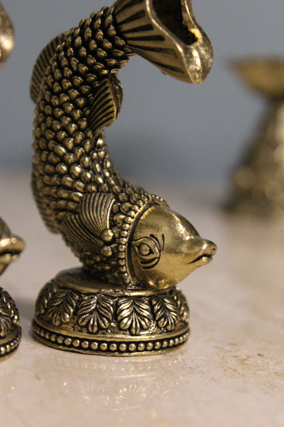 Brass Fish Pair Vastu Decorative Figurine (3.5 Inch)
