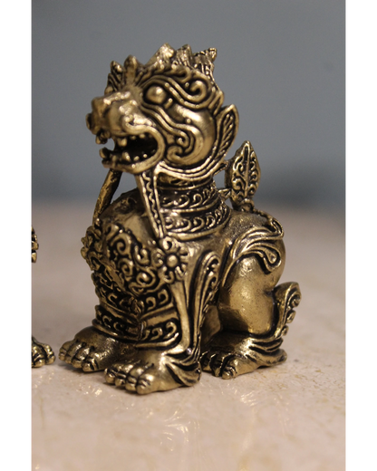 Brass Feng Shui Kirin Dragon Horse Statues Pair (3 Inch)