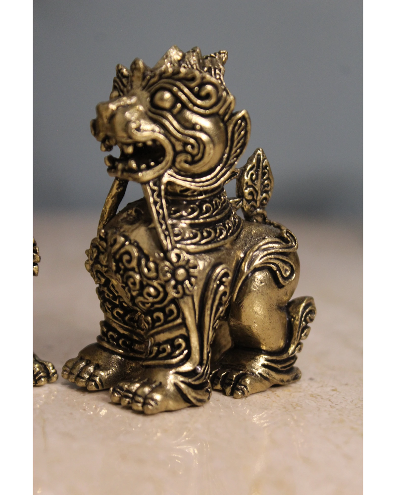 Brass Feng Shui Kirin Dragon Horse Statues Pair (3 Inch)