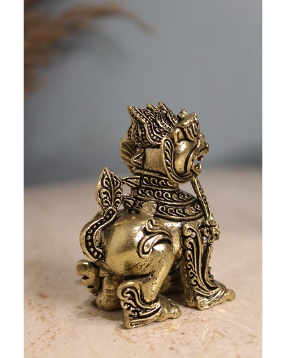 Brass Feng Shui Kirin Dragon Horse Statues Pair (3 Inch)