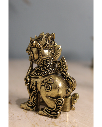 Brass Feng Shui Kirin Dragon Horse Statues Pair (3 Inch)