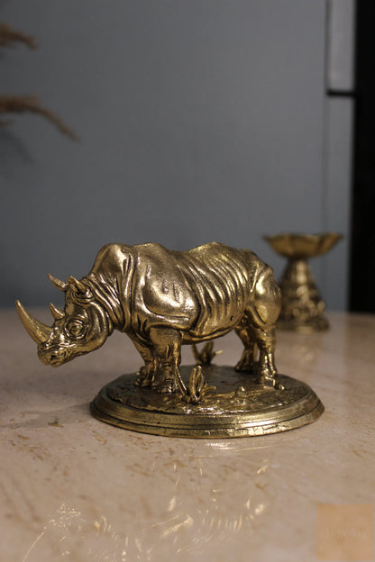 Brass Feng Shui Rhinoceros Protection Statue (3.25")