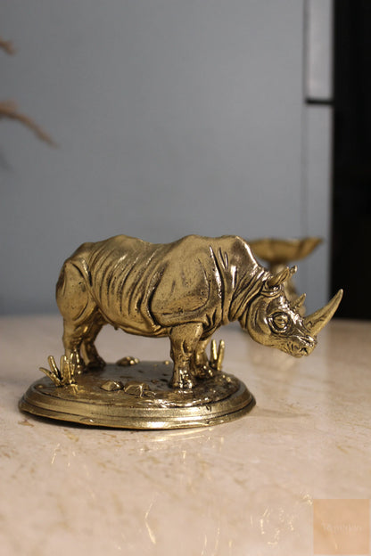 Brass Feng Shui Rhinoceros Protection Statue (3.25")