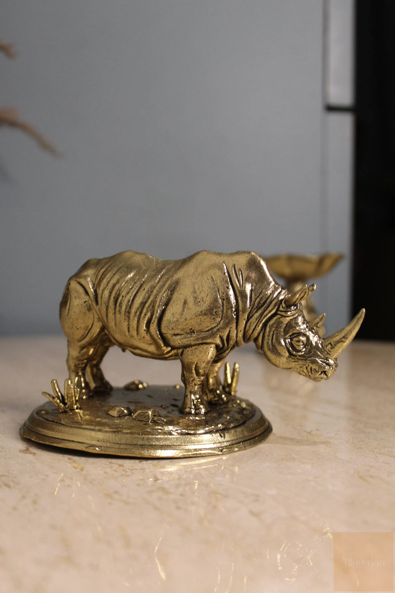 Brass Feng Shui Rhinoceros Protection Statue (3.25")