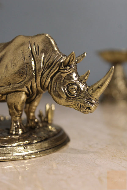 Brass Feng Shui Rhinoceros Protection Statue (3.25")