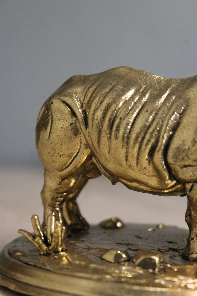 Brass Feng Shui Rhinoceros Protection Statue (3.25")