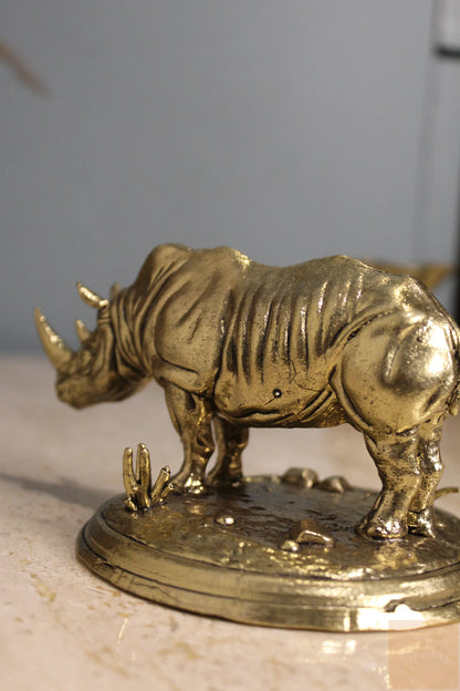 Brass Feng Shui Rhinoceros Protection Statue (3.25")
