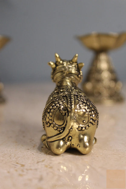 Handcrafted Brass Resting Nandi Shiva Bull Statue