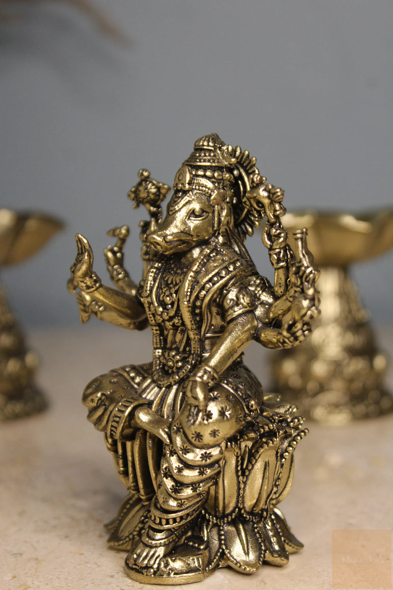 Brass Ashta Matrika Varahi Amman Idol (3.75 Inch)