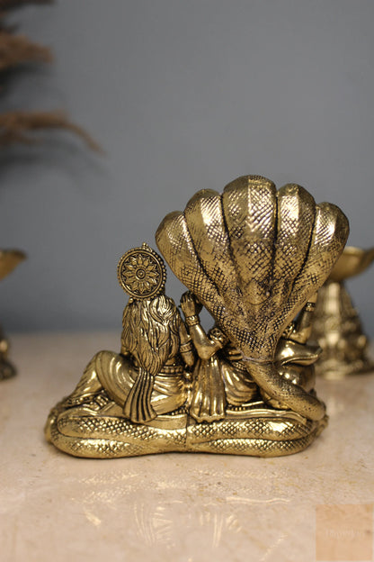 Brass Vishnu Lakshmi Sheshnag Statue | Rigvedaa™