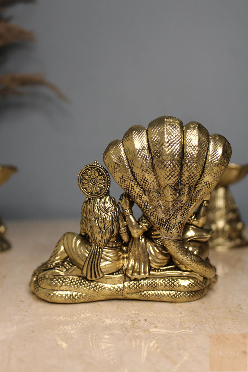Brass Vishnu Lakshmi Sheshnag Statue | Rigvedaa™