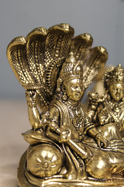 Brass Vishnu Lakshmi Sheshnag Statue | Rigvedaa™