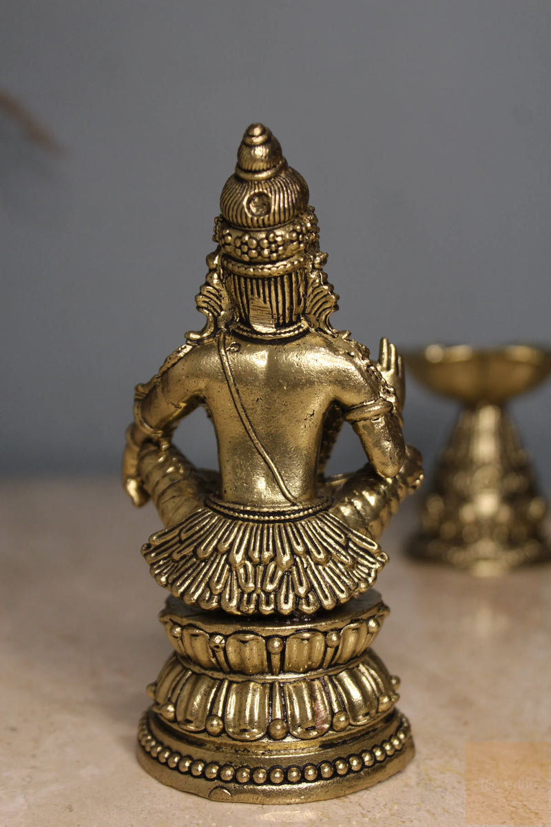 Brass Swami Ayyappan Dharma Sastha Statue (4.75")