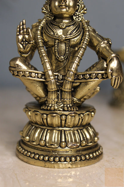 Brass Swami Ayyappan Dharma Sastha Statue (4.75")