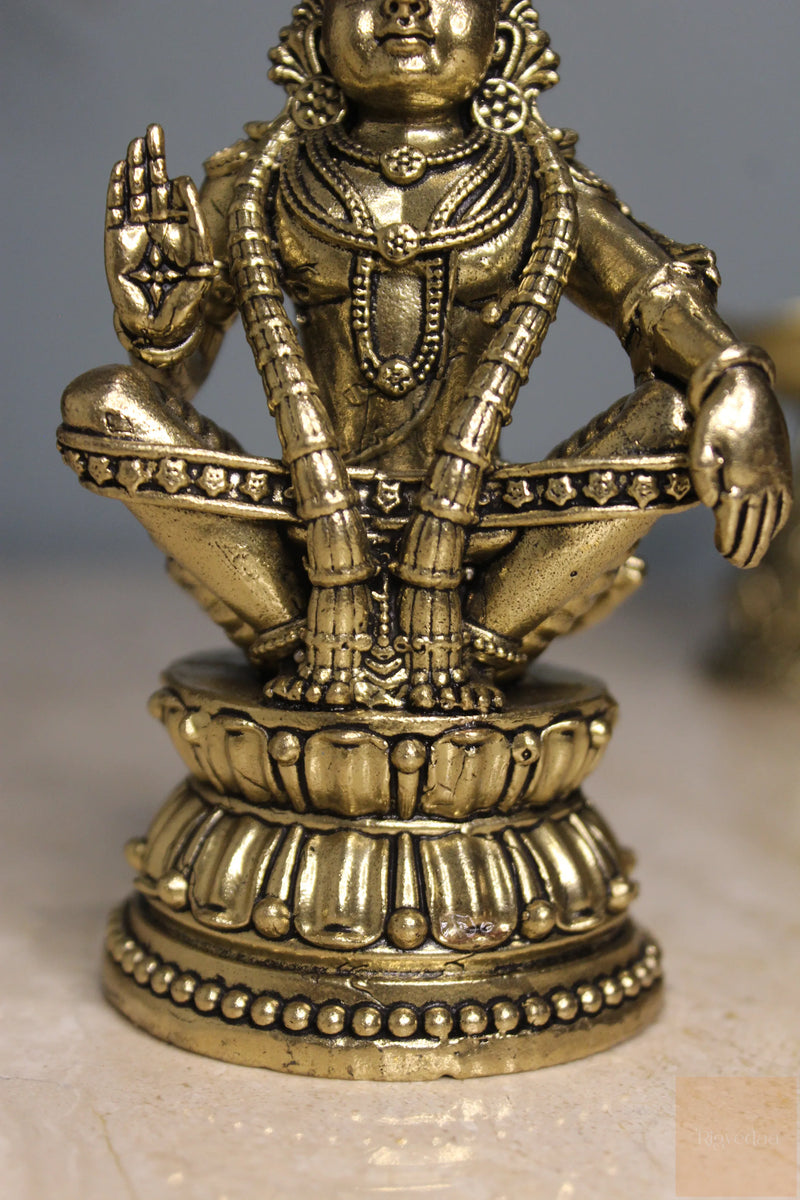 Brass Swami Ayyappan Dharma Sastha Statue (4.75")