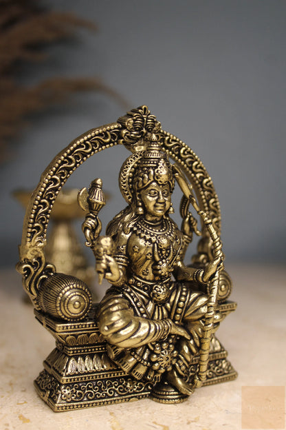 Brass Lalitha Tripura Sundari Devi Idol (4")