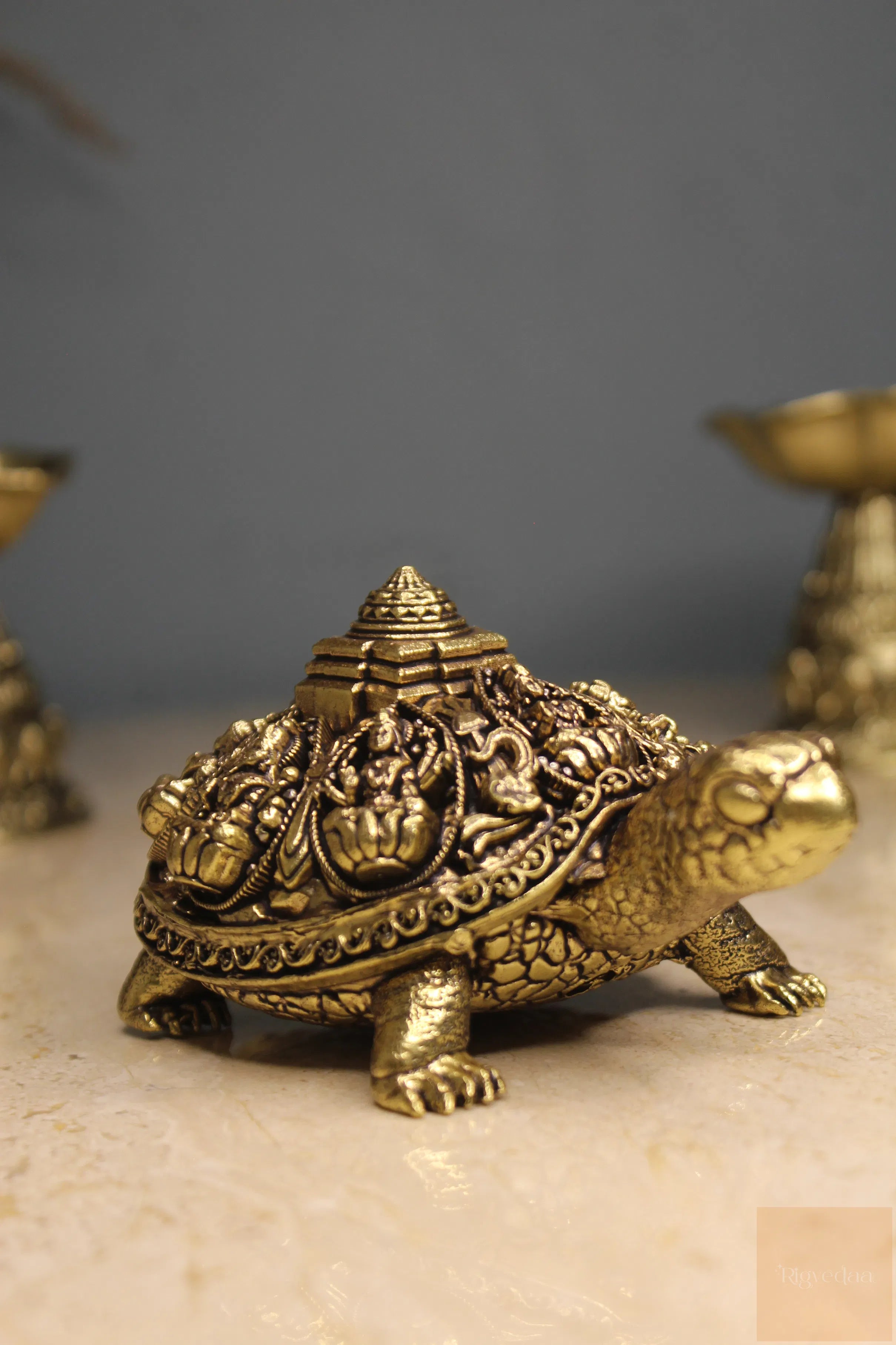 Ashta Lakshmi Brass Tortoise with Shree Yantra | Vastu Feng Shui Turtle for Prosperity