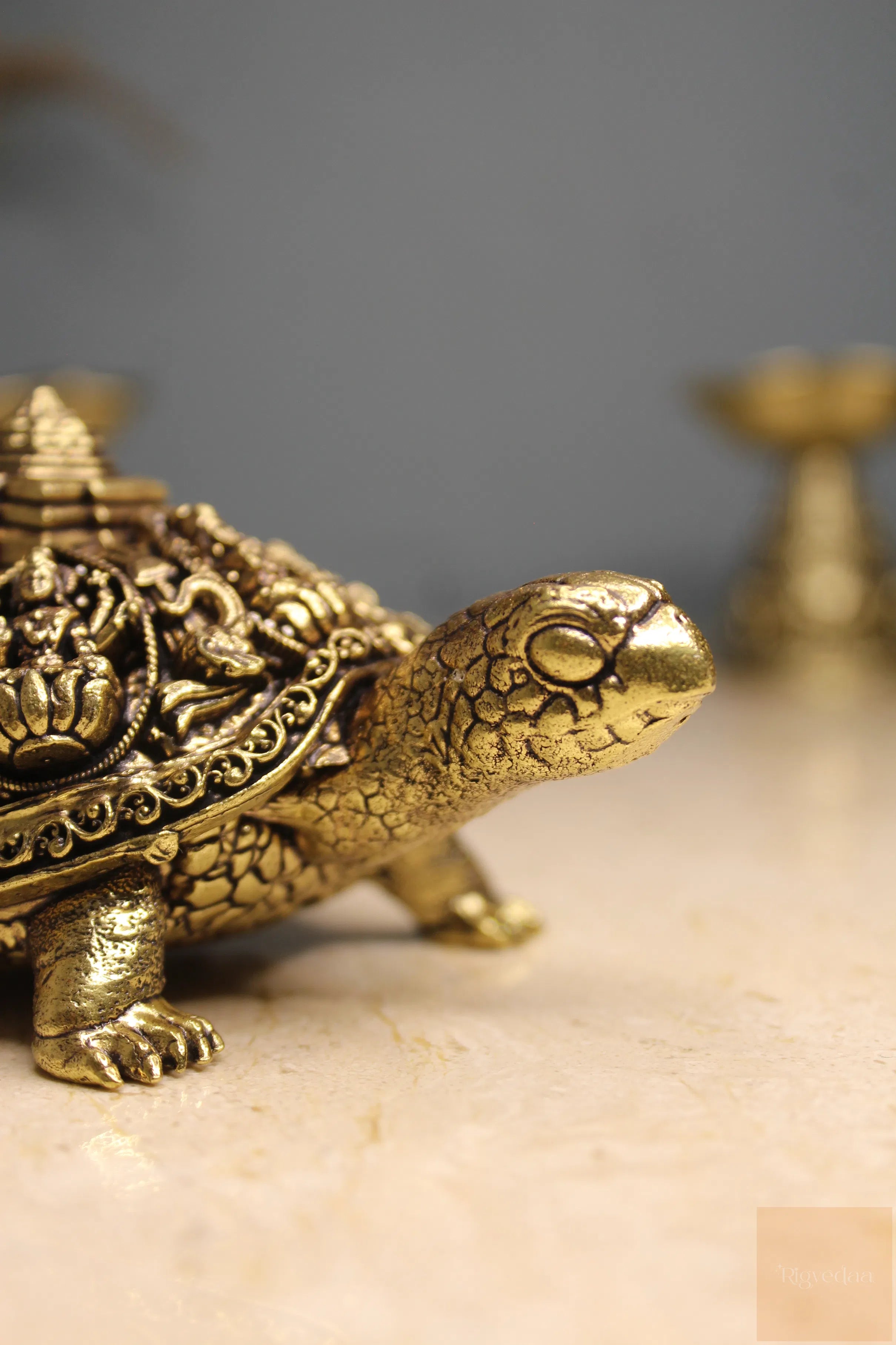 Ashta Lakshmi Brass Tortoise with Shree Yantra | Vastu Feng Shui Turtle for Prosperity