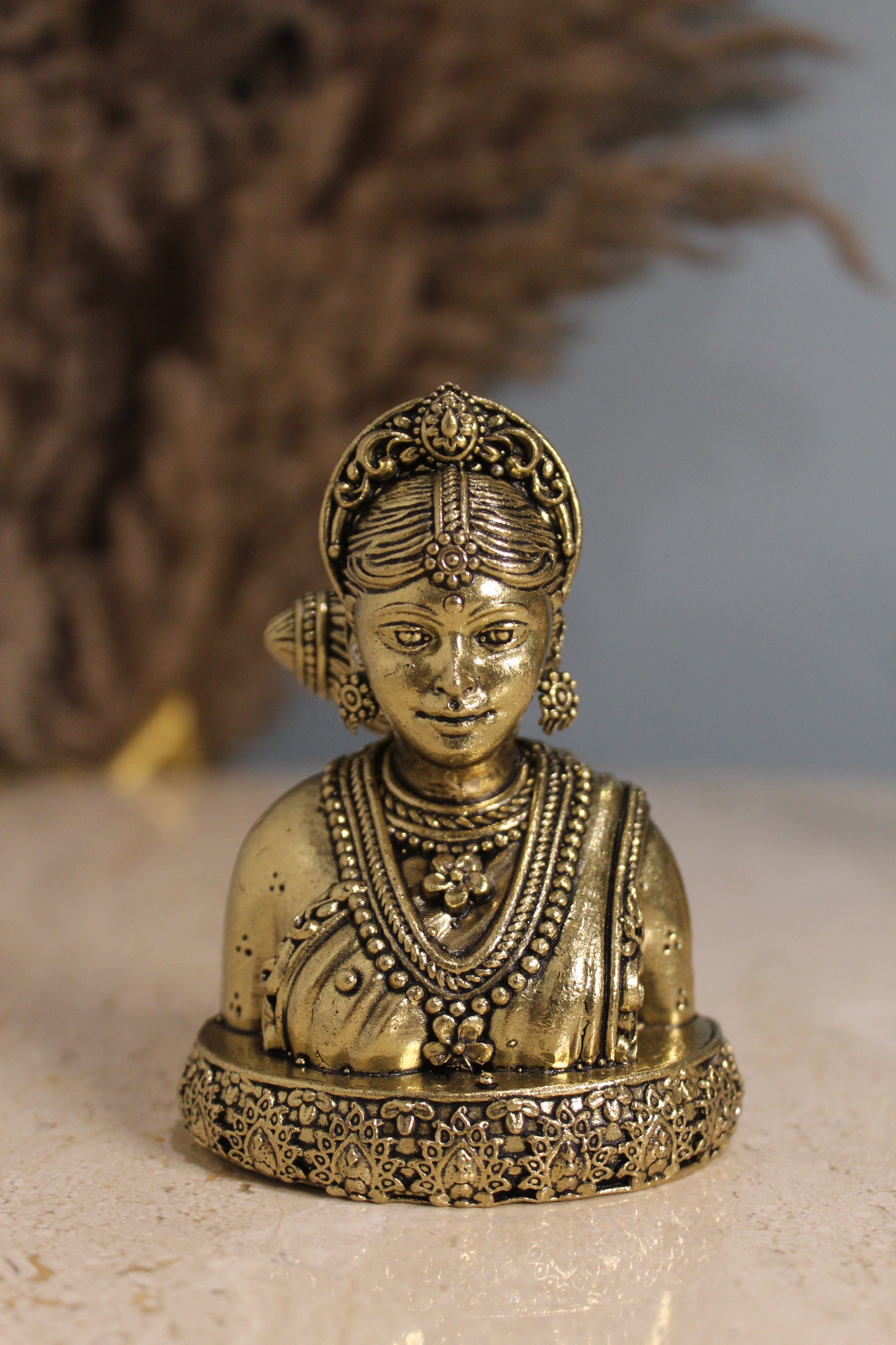 Brass Gauri Mata Figurine – Divine Sacred Sculpture of Purity & Strength