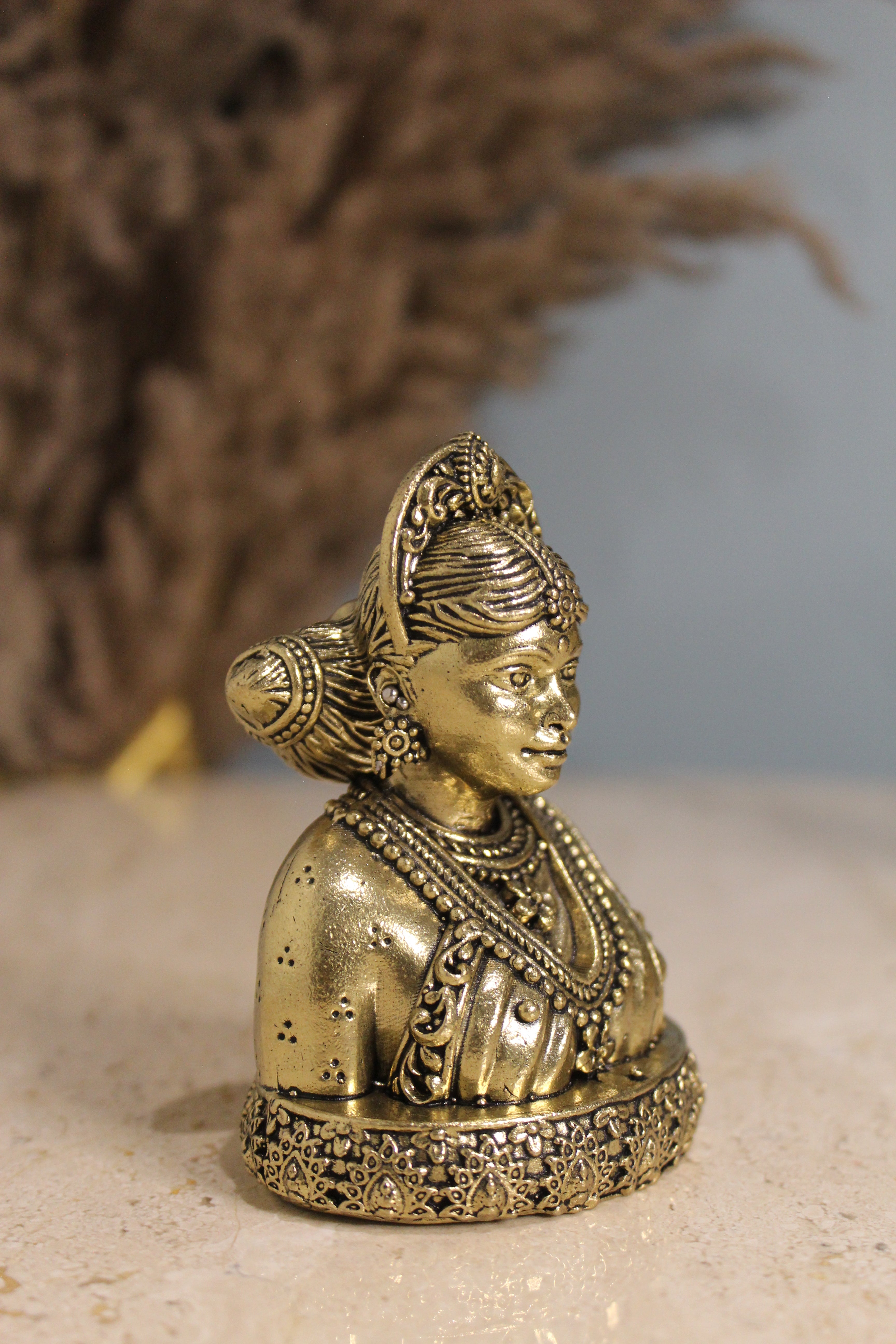 Brass Gauri Mata Figurine – Divine Sacred Sculpture of Purity & Strength