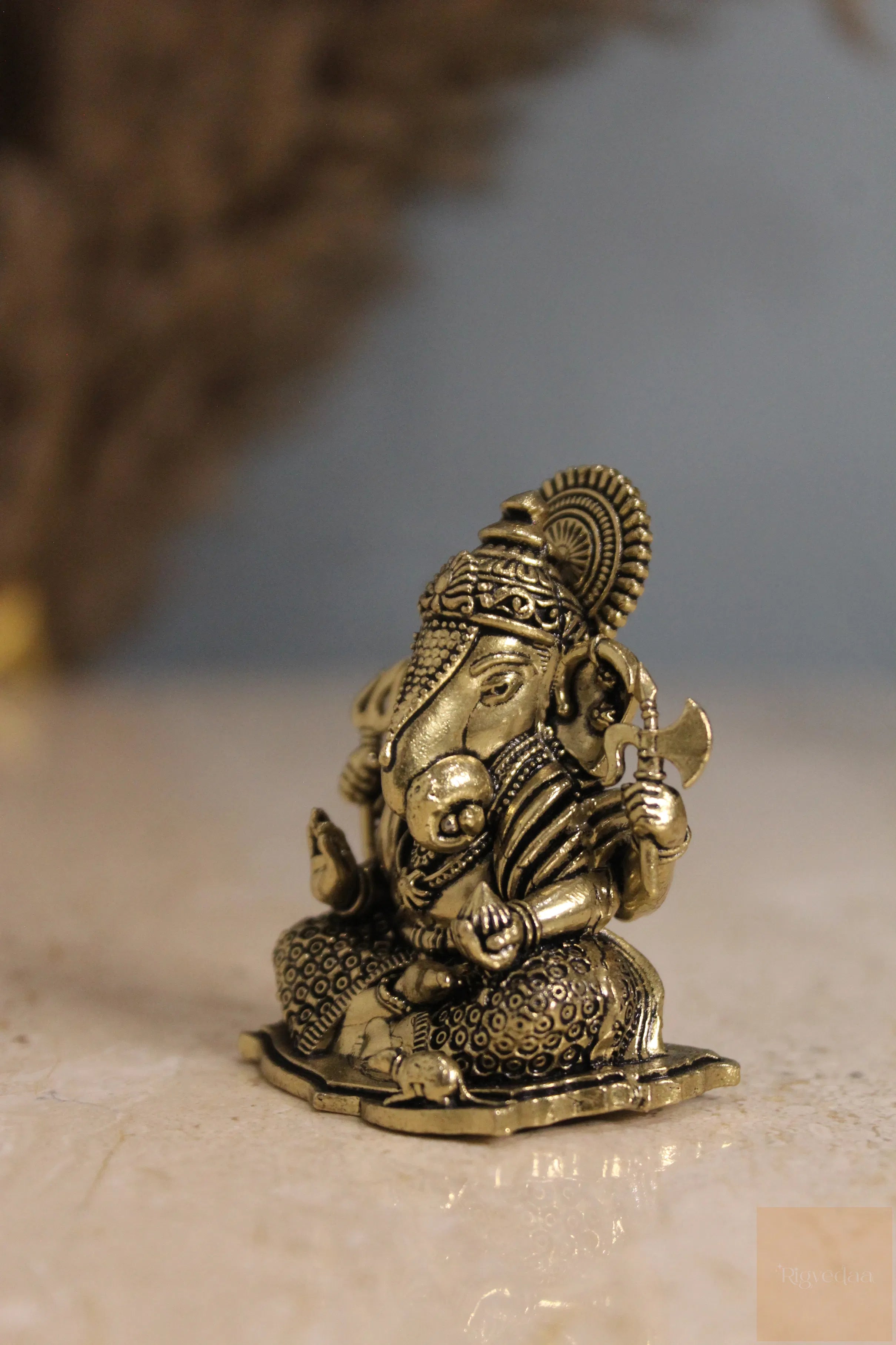 Brass Dashboard Ganesha Idol 2.00" | Car Ganesha Statue for Good Luck, Protection & Safe Journey